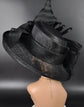 Wide Brim Sinamay  Hat for Kentucky Derby, Ascot Racing Hat, Elegant Wedding Guest Hat, Mother of the Bride Hat  Black