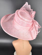 Wide Brim Sinamay  Hat for Kentucky Derby, Ascot Racing Hat, Elegant Wedding Guest Hat, Mother of the Bride Hat Pink