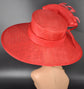 Red Three Layer Wide Brim Sinamay Hat Kentucky Derby Hat  Wedding Church Tea Party Garden Party Ascort Royal Party Hat