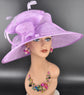 Lilac/light purple Three Layer Wide Brim Sinamay Hat Kentucky Derby Hat  Wedding Church Tea Party Garden Party Ascort Royal Party Hat
