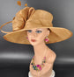 Metal Gold Three Layer Wide Brim Sinamay Hat Kentucky Derby Hat  Wedding Church Tea Party Garden Party Ascort Royal Party Hat