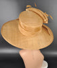 Metal Gold Three Layer Wide Brim Sinamay Hat Kentucky Derby Hat  Wedding Church Tea Party Garden Party Ascort Royal Party Hat