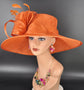 Copper Orange Three Layer Wide Brim Sinamay Hat Kentucky Derby Hat  Wedding Church Tea Party Garden Party Ascort Royal Party Hat