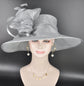 Elegant Silver/Gray Three Layer Wide Brim Sinamay Hat Kentucky Derby Hat Wedding Church Tea Party Garden Party Ascort Royal Party Hat
