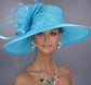 Teal Blue Three Layer Wide Brim Sinamay Hat Kentucky Derby Hat  Wedding Church Tea Party Garden Party Ascort Royal Party Hat