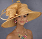 Metal Gold Three Layer Wide Brim Sinamay Hat Kentucky Derby Hat  Wedding Church Tea Party Garden Party Ascort Royal Party Hat