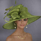 Olive Green Three Layer Wide Brim Sinamay Hat Kentucky Derby Hat Wedding Church Tea Party Garden Party Ascort Royal Party Hat