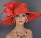 Red Three Layer Wide Brim Sinamay Hat Kentucky Derby Hat  Wedding Church Tea Party Garden Party Ascort Royal Party Hat