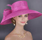 Fuchsia Pink Wide Brim Hat for Women, Kentucky Derby Hat, Church & Ascot Hat, Adjustable Size Elegant Statement Hat