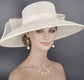 Ivory/Off White Wide Brim Hat for Women, Kentucky Derby Hat, Church & Ascot Hat, Adjustable Size Elegant Statement Hat