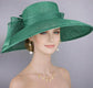 Emerald Green Wide Brim Hat for Women, Kentucky Derby Hat, Church & Ascot Hat, Adjustable Size Elegant Statement Hat