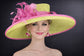 Lime Green Hot Pink Wide Brim Sinamay Hat, Kentucky Derby Hat, Wedding Tea Party Garden Party Hat, Church, Mother of The Bride, Ascot Royal