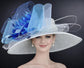 Powder Blue Teal Royal Blue Wide Brim Kentucky Derby Hat, Ascot Hat for Wedding & Tea Party, Garden Party Hat, Mother of the Bride, Church