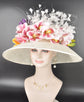 Ivory Off White Lily Orchid Flowers Kentucky Derby Hat,Ascot Hat for Wedding & Tea Party, Garden Party Hat, Mother of the Bride, Church