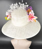 Ivory Off White Lily Orchid Flowers Kentucky Derby Hat,Ascot Hat for Wedding & Tea Party, Garden Party Hat, Mother of the Bride, Church