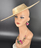 Gold Wide Brim Sinamay Fascinator Hat  Ascot Royal Hat for Wedding Race Day Kentucky Derby Party Mother of the Bride