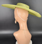 Lime Green Wide Brim Sinamay Fascinator Hat  Ascot Royal Hat for Wedding Race Day Kentucky Derby Party Mother of the Bride