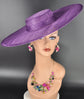 Purple Wide Brim Sinamay Fascinator Hat  Ascot Royal Hat for Wedding Race Day Kentucky Derby Party Mother of the Bride