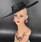 Black Wide Brim Sinamay Fascinator Hat  Ascot Royal Hat for Wedding Race Day Kentucky Derby Party Mother of the Bride