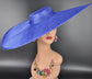 Royal Blue Wide Brim Sinamay Fascinator Hat  Ascot Royal Hat for Wedding Race Day Kentucky Derby Party Mother of the Bride Studio Photoshoot