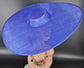 Royal Blue Wide Brim Sinamay Fascinator Hat  Ascot Royal Hat for Wedding Race Day Kentucky Derby Party Mother of the Bride Studio Photoshoot