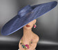 Navy Blue Wide Brim Sinamay Fascinator Hat  Ascot Royal Hat for Wedding Race Day Kentucky Derby Party Mother of the Bride Studio Photoshoot