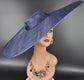 Navy Blue Wide Brim Sinamay Fascinator Hat  Ascot Royal Hat for Wedding Race Day Kentucky Derby Party Mother of the Bride Studio Photoshoot