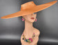 Copper Orange Wide Brim Sinamay Fascinator Hat Ascot Royal Hat  Wedding Race Day Kentucky Derby Party Mother of the Bride Studio Photoshoot