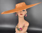 Copper Orange Wide Brim Sinamay Fascinator Hat Ascot Royal Hat  Wedding Race Day Kentucky Derby Party Mother of the Bride Studio Photoshoot