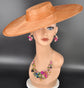 Copper Orange Wide Brim Sinamay Fascinator Hat  Ascot Royal Hat for Wedding Race Day Kentucky Derby Party Mother of the Bride