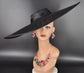 Black Super Wide Brim Sinamay Fascinator Hat Ascot Royal Hat for Wedding Race Day Kentucky Derby Party Mother of the Bride Studio Photoshoot