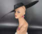 Black Super Wide Brim Sinamay Fascinator Hat Ascot Royal Hat for Wedding Race Day Kentucky Derby Party Mother of the Bride Studio Photoshoot