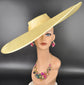 Yellow Super Wide Brim Sinamay Fascinator Hat Ascot Royal Hat  Wedding Race Day Kentucky Derby Party Mother of the Bride Studio Photoshoot