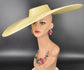 Yellow Super Wide Brim Sinamay Fascinator Hat Ascot Royal Hat  Wedding Race Day Kentucky Derby Party Mother of the Bride Studio Photoshoot