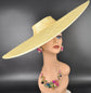 Yellow Super Wide Brim Sinamay Fascinator Hat Ascot Royal Hat  Wedding Race Day Kentucky Derby Party Mother of the Bride Studio Photoshoot