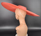 Coral Pink Wide Brim Sinamay Fascinator Hat  Ascot Royal Hat for Wedding Race Day Kentucky Derby Party Mother of the Bride Studio Photoshoot
