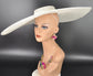 Ivovy/Off white Wide Brim Sinamay Fascinator Hat Ascot Royal Hat Wedding Race Day Kentucky Derby Party Mother of the Bride Studio Photoshoot