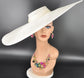 Ivovy/Off white Wide Brim Sinamay Fascinator Hat Ascot Royal Hat Wedding Race Day Kentucky Derby Party Mother of the Bride Studio Photoshoot