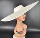 Ivovy/Off white Wide Brim Sinamay Fascinator Hat Ascot Royal Hat Wedding Race Day Kentucky Derby Party Mother of the Bride Studio Photoshoot