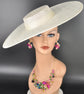 Ivory/ Off White Wide Brim Sinamay Fascinator Hat  Ascot Royal Hat for Wedding Race Day Kentucky Derby Party Mother of the Bride