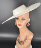Ivory/ Off White Wide Brim Sinamay Fascinator Hat  Ascot Royal Hat for Wedding Race Day Kentucky Derby Party Mother of the Bride
