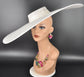 White Super  Wide Brim Sinamay Fascinator Hat  Ascot Royal Hat Wedding Race Day Kentucky Derby Party Mother of the Bride Studio Photoshoot