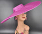 Fuchsia Pink Wide Brim Sinamay Fascinator Hat Ascot Royal Hat Wedding Race Day Kentucky Derby Party Mother of the Bride Studio Photoshoot
