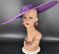 Purple Wide Brim Sinamay Fascinator Hat  Ascot Royal Hat for Wedding Race Day Kentucky Derby Party Mother of the Bride Studio Photoshoot