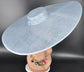 Light Blue Wide Brim Sinamay Fascinator Hat  Ascot Royal Hat for Wedding Race Day Kentucky Derby Party Mother of the Bride Studio Photoshoot