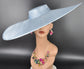 Light Blue Wide Brim Sinamay Fascinator Hat  Ascot Royal Hat for Wedding Race Day Kentucky Derby Party Mother of the Bride Studio Photoshoot