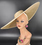 Gold Wide Brim Sinamay Fascinator Hat  Ascot Royal Hat for Wedding Race Day Kentucky Derby Party Mother of the Bride Studio Photoshoot