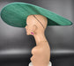 Wide Brim Kentucky Derby Fascinator Hat, Ascot Hat for Wedding & Tea Party, Garden Party Hat, Mother of the Bride, Church Emerald Green