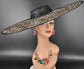 Wide Brim Kentucky Derby Fascinator Hat, Ascot Hat for Wedding & Tea Party, Garden Party Hat, Mother of the Bride, Church Black w Leopard