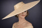 Gold Wide Brim Sinamay Fascinator Hat  Ascot Royal Hat for Wedding Race Day Kentucky Derby Party Mother of the Bride Studio Photoshoot